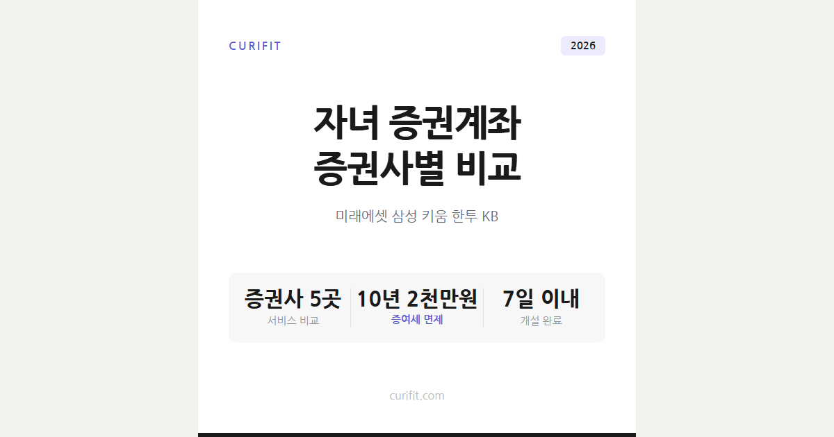 자녀 증권계좌 증권사별 비교, 미래에셋 삼성 키움