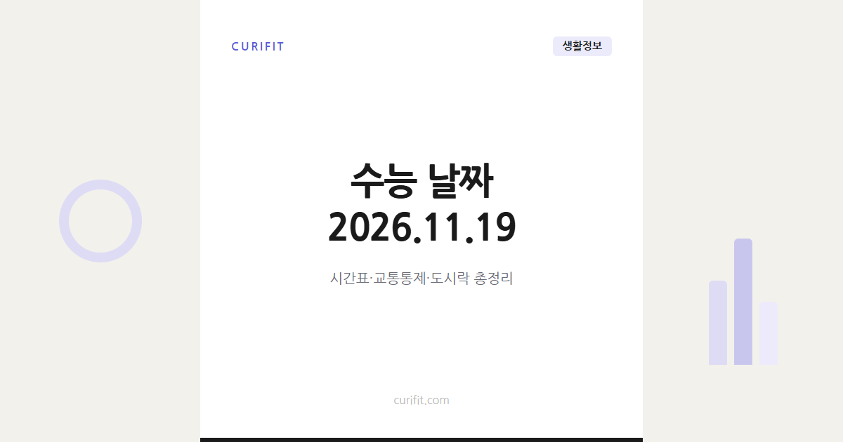 수능 날짜 2026년 11월19일, 시간표·교통통제 총정리