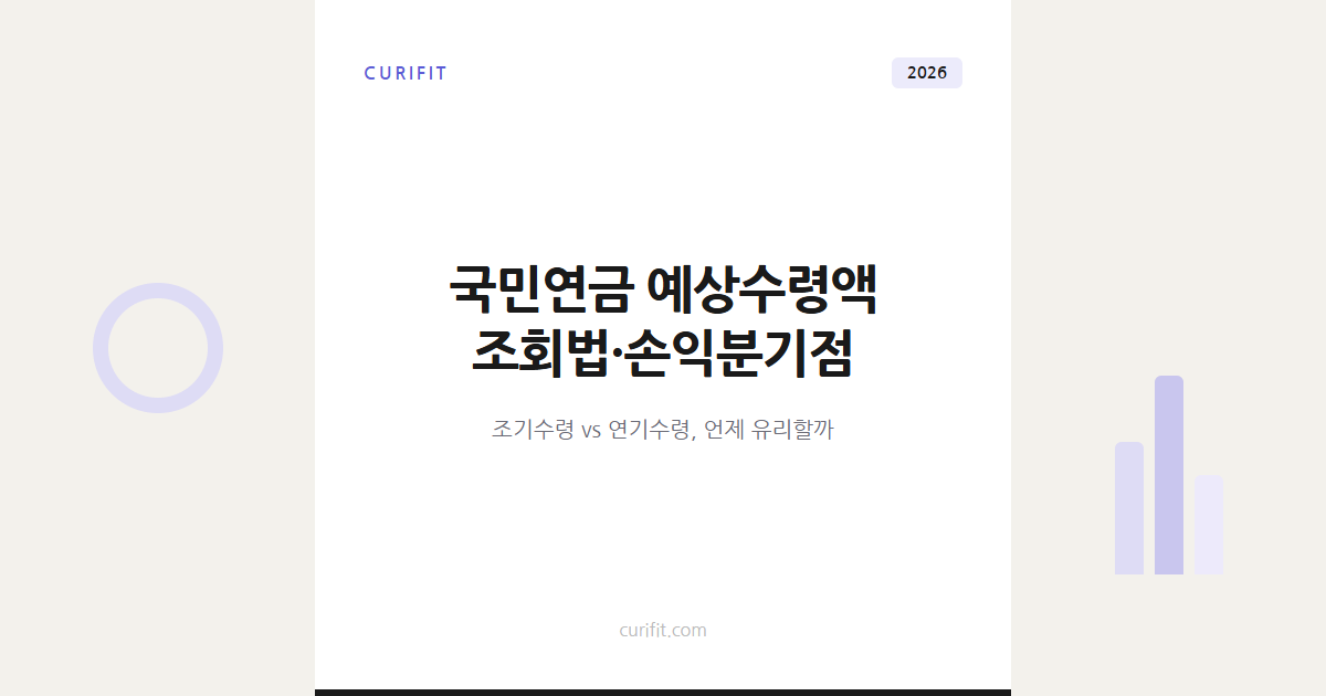 국민연금 예상수령액 조회법과 조기·연기수령 손익분기점